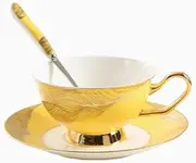 6.8oz Golden Flowers and Butterflies Fine Bone China Coffee Cup Porcelain Tea Cup and Saucer Set mugs(7)