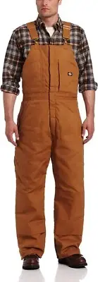NWT Dickies Men's Premium Insulated Duck Bib Overalls Brown Size XLS $140 II111