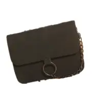 Matte PU Shoulder Bag Small Square Bag Ladies Handbag Messenger Bag (Black)