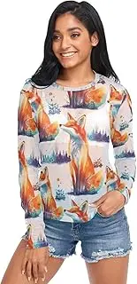 [RPLIFE] Cute Watercolor Fox Orange Mesh Sleeves, Sheer Mesh Tops for Women S-XXL