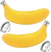2Pcs Banana Flask 5oz/150ml Stainless Steel Hip Flask, Leak Proof Funnels Banana Shaped Portable, for Alcohol Rum Vodka Drink Bottle Wine Set Liquor Whiskey Wine Traveling Fishing Hiking