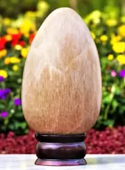 Large Peach Moonstone Crystal Egg Handmade Crystal Home Office Decorative Egg
