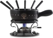2.11-Quart Ceramic Fondue Pot Set for Cheese, Chocolate Melting Pot with 6 Fondu