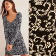 NWT Boden Sweetheart Modal Jersey Mini Dress Size 6 R Swirl Sprig Spring Bodycon
