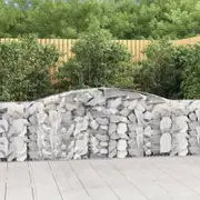 Arched Gabion Baskets 2 pcs 400x30x100/120 cm Galvanised Iron vidaXL