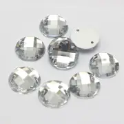 100 Clear Flatback Acrylic Sewing Rhinestone Round Button 12mm Sew on bead