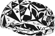 [CADREWY] Stylish Musical Note Pattern Print Stylish Sports Sweatband Stretchy Breathable and Moisture Wicking Headband for Gym