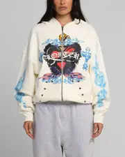 [LOITER] Loiter Hearts Zip Hoodie Off White - Size 2XL 2XL Off White