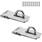 2Pcs Stainless Steel Gate Lock Hasp, Safety Packlock Clasp Hasp 3inch-Silver