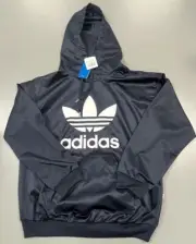 Adidas Originals Trefoil Women's Satin Pullover Hoodie Legend Ink bp9406 S Small