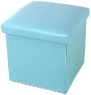 Storage Stool Cushion Pouffe Ottoman Chairs Toy Box Chest Removable Cover Soft Seat (Color : Sky Blue)