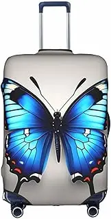 [Pvinnk] Blue Butterfly Print Protective Luggage Cover Elastic Washable Suitcase Protector Travel Gear Protector, White, Large
