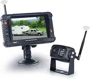 Wireless Reversing Camera System with 5 inch Split Screen, IP69K Waterproof Backup Camera with Night Vision, Support add 2nd Wireless Rear View Camera for Trailer, RV, Trucks, Farm Machine,etc