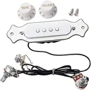 Mikinona 4 String Pre Wired String Electric Cigar Box Guitar Soundhole Pickup with Volume Tone Control Knob Durable Material Suitable for Acoustic and Electric Guitars White