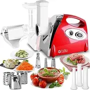 Flora Max 2800W Electric Meat Grinder - Heavy Duty Sausage Stuffer, Kibbe Maker with 3 Grinding Plates, 2 Sausage Tubes & Kubbe Attachment - Food Grade Stainless Steel for Home/Kitchen Use