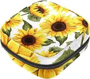 Period Bag,Sanitary Napkin Storage Bag,Floral Sunflower Pattern,Tampon Holder for Purse