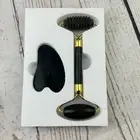 Victory Care Jade Roller Facial Massager Tool 100% Real Natural Jade Stone Black