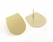 1 pair Earring Stud Posts Semi circle raw brass 25mm 3752