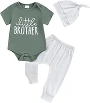 [wybzd] Little Brother Newborn Outfit T-Shirt Romper Top and Pants Sets Baby Coming Home Hospital Clothes Summer Clothing