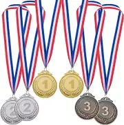 Winner Medals,6 Pcs 2 Inch Gold Medals Silver Medals and Bronze Medals with Ribb