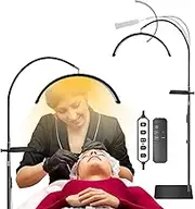 Half Moon Lamp Lash Light for Eyelash Tech 360° Rotating Led Floor Light with 3 Color & Dimmable & Height Adjustable, Flexible Gooseneck Esthetician Light with Tool Tray for Tattoo, Skincare