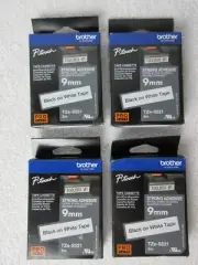 4 Genuine Brother P-Touch TZe S221 Label Cassette 9mm Black on White