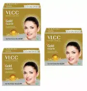 3 x 60g VLCC GOLD Facial Kit- For Luminous Radiant Complextion- Herbal Natural