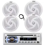 Pyle Marine Bluetooth CD Radio, 4x 8" 320W + 6.5" 240W White Speaker, Antenna