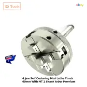 Mini Lathe Chuck 65mm With Shank MT 2 Arbor 4 jaw Self Centering AU RSTOOLS