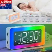 Digital Dual Alarm Clock with LED RGB Night Light White Noise Machine USB Charge