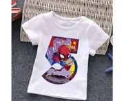 Spiderman Children T-shirts Birthday Number 123456789 Marvel T Shirt Kid Cartoons Kawaii Casual Clothes Super Hero Boy Girl Tops / Mw1266 / 2t