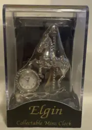 Elgin Mini Carousel Horse Collectable Clock Silver Tone Never Used