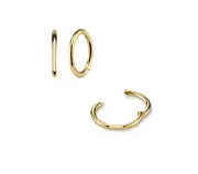 9ct Yellow Gold on Silver 14.5 mm Hinged Sleeper Hoop Earrings