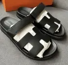 Hermes Chypre Black Sandals Slides, 38.5