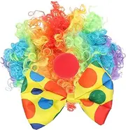 [CALLARON] 1 Set Clown Costume Kit Funny Clown Wig Bow Tie Cosplay Nose Safe Materials for Halloween Parties Carnival Masquerades and Performances