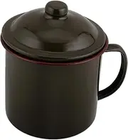 NULYLU Enamel Coffee Mug with Spillproof Lid Vintage Outdoor Camping Cup for Travel Hiking and Home Use Durable Retro Tea Mug