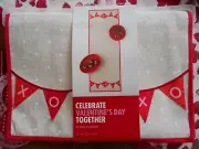 Celebrate Valentine's Day Together Table Runner 36" W x 13" H Beige Red White !