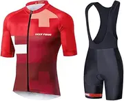 [UGLY FROG] Men's Cycling Jersey, Short Sleeve Set with 20D Gel Padded Shorts, Cycling Clothing Set for Mountain Bikes