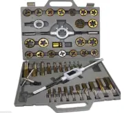Titanium 45pcs Tap & Die Set SAE Tungsten Steel Large Tools Metal Threader Kit