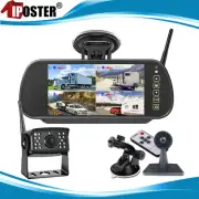 7" Digital Wireless Quad Mirror Monitor DVR 1080P IR Backup Camera For RV Truck