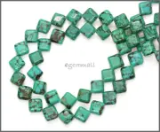 15" Turquoise Flat Square Rhombus Beads 7mm #82139
