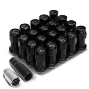 20Pcs Black Aluminum 22mm x 45mm M12x1.25 Close-End Rim Lug+Lock Nuts+2 Adapters