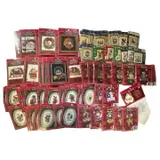 Lot of 63 Vintage 90s Christmas Cross Stitch Kit Wind Chimes Framed Ornament HTF