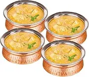 Set of 4 - Copper Tableware Serving Bowl - Indian Serveware Set - Dia 5 Inches