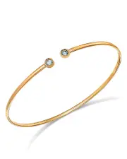 Moon & Meadow 14K Yellow Gold Blue Topaz Cuff Bangle Bracelet