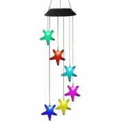 Solar Starfish Wind Chimes LED Hanging Windchimes String Lights Color-Changing WaterproofOutdoor