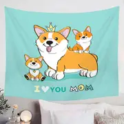 Mom and Puppies Cute Corgi Dog Family Tapestry