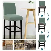 Stretch Bar Stool Cover Counter Stool Pub Chair Slipcover Burgundy Red Black for Dining Room Cafe Barstool Slipcover Removable Furniture Chair Seat Cover Jacqu