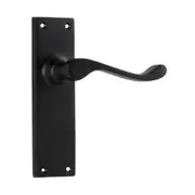 Tradco Victorian Lever Door Handle on Long Backplate Matt Black