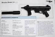 Beretta Model 12 Submachine Gun Picture Out of Print Spec Sheet Article Display
